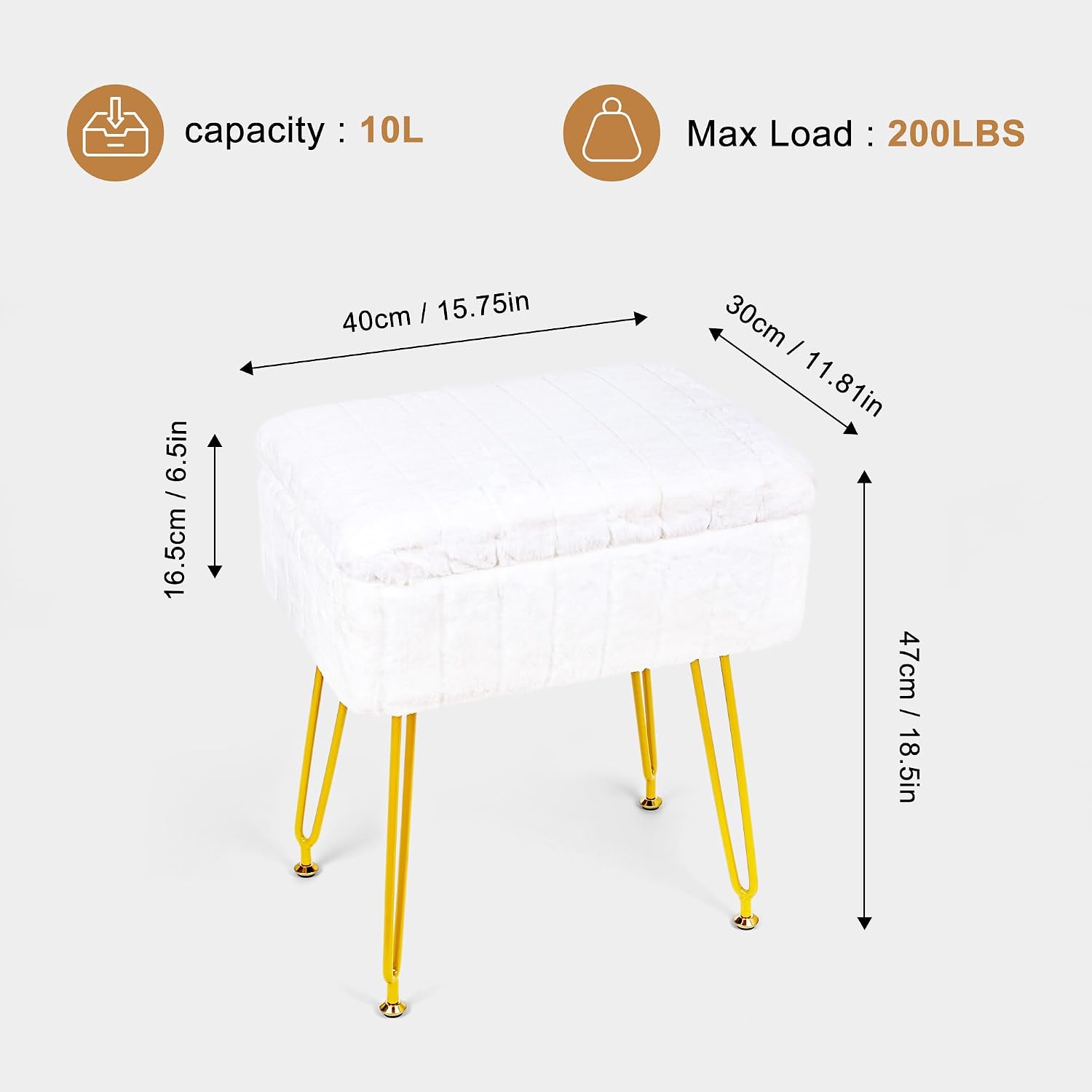H&B Luxuries Multi-Functional Footrest Ottoman – Comfortable, Stylish, and Practical for Home & Office (White, with Storage)