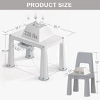 Little Twig 3-Piece Height Adjustable Kids Table and Chairs Set – Built-in Storage Drawers, Modern Design, Easy to Clean, Perfect for Eating, Activities, or Studying (Gray)