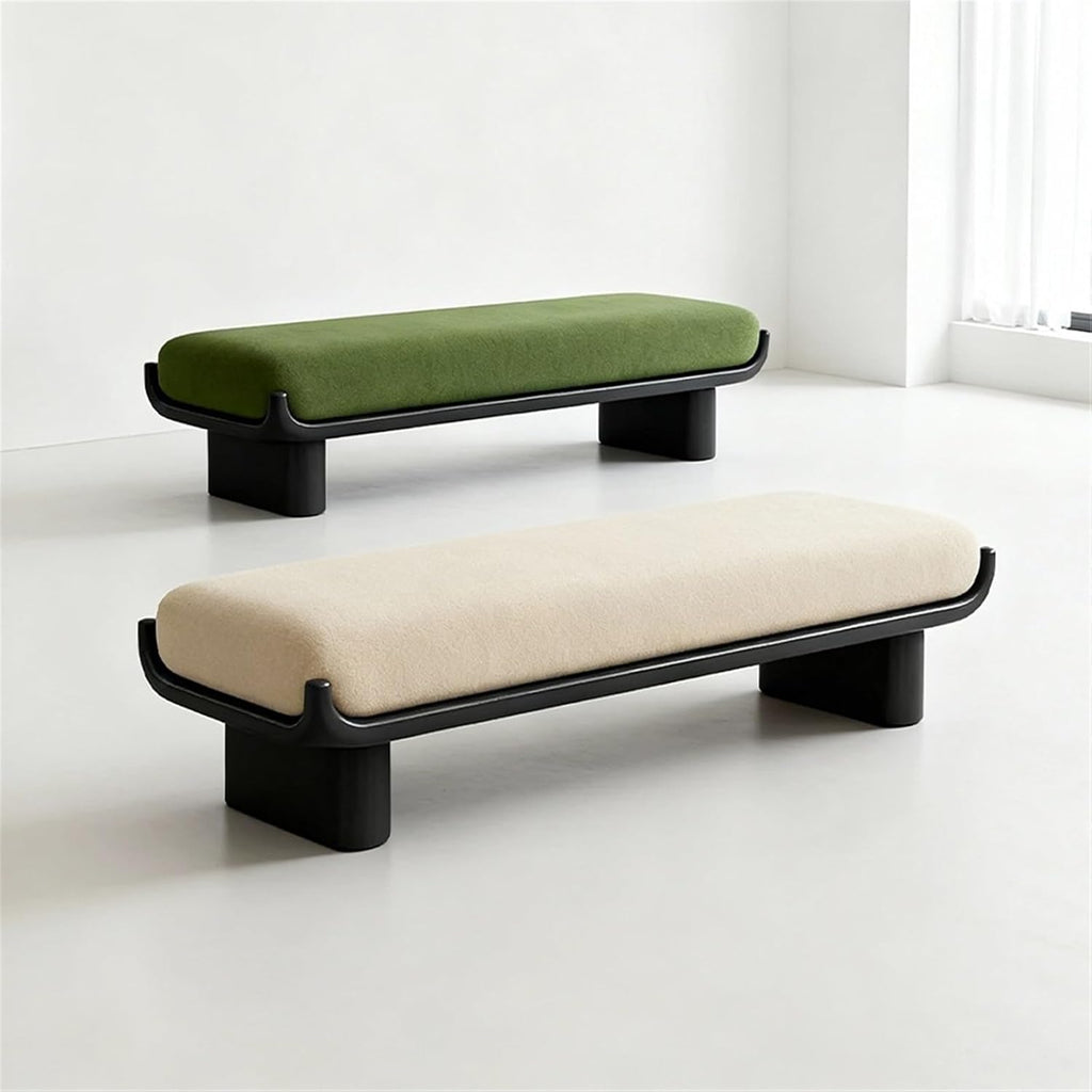 Modern Wooden and Fabric Long Shoe-Changing Bench for Living Room and Bed end Entryway(Small)