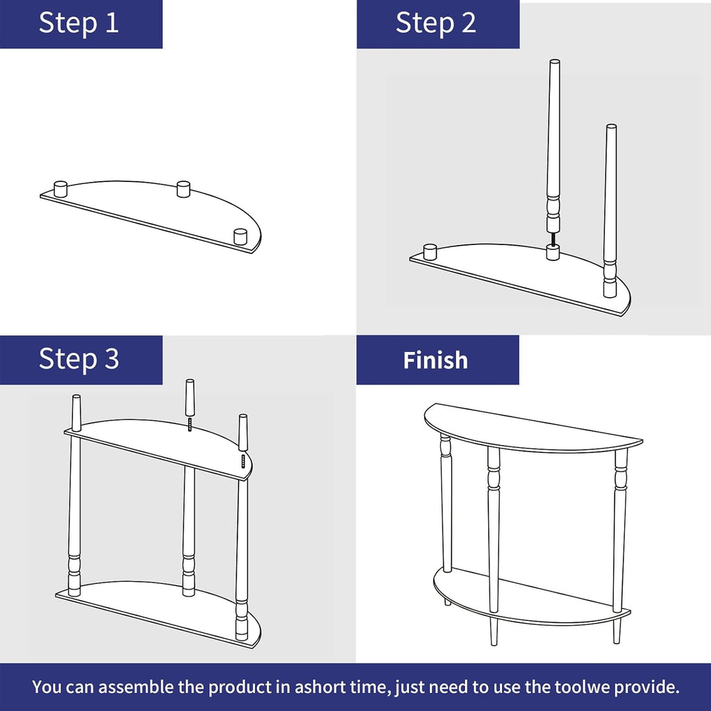 Acrylic Console Table, Half Moon, Entryway Table, Narrow Side Table, End Table, Sofa Table, 31.5L x 11.8W x 31.8H inch Thickened 0.59 inch