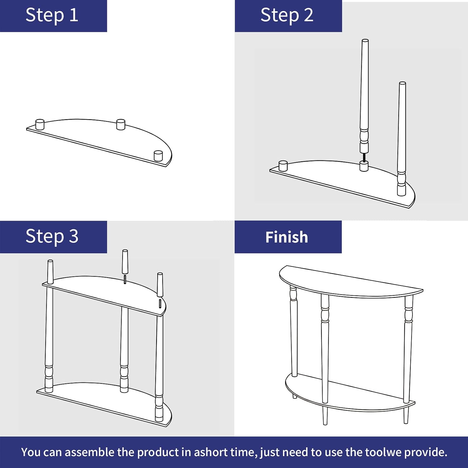 Acrylic Console Table, Half Moon, Entryway Table, Narrow Side Table, End Table, Sofa Table, 31.5L x 11.8W x 31.8H inch Thickened 0.59 inch