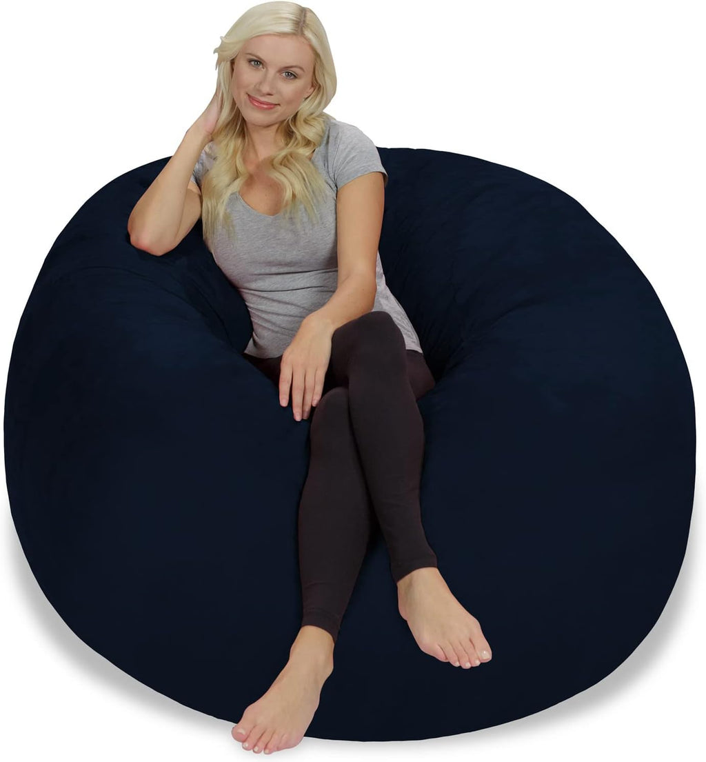 Chill Sack Bean Bag Chair: Giant 5' Memory Foam Furniture Bean Bag - Big Sofa with Soft Micro Fiber Cover - Midnight Blue