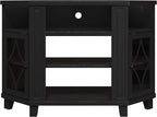 RoyalCraft Corner TV Stand for TVs up to 55 Inch: Corner Tall Entertainment Center with Storage, Modern Wood Media Console Cabinet for Living Room, Bedroom, Satin Black