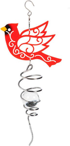 Topadorn 18" Cardinal Metal Wind Spinner - Outdoor Hanging Garden Decor for Yard & Patio