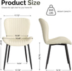 Upholstered Dining Chairs Set of 4 PU Leather Metal Legs Beige | Vertical channel tufting 19" seat height Ergonomic backrest Waterproof PU leather Sturdy metal frame