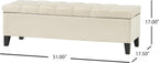 51" Storage Ottoman Bench, Foot Rest with Legs - Beige Button Tufted Storage Ottoman End of Bed with Safety Hinges, Entryway Bedroom Bench for Living, Dining Room and Hallway