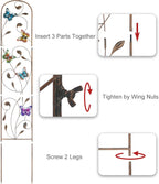 SUNNYPARK Set of 2 Butterfly Metal Garden Trellis for Climbing Plants, Decorative Vegetables Flowers Vine Trellis for Outdoor Patio 60'' H x 11'' W