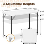 4ft Folding Table with Adjustable Height, 3-Level Foldable Table with HDPE Top & Steel Legs, Portable 4 Foot Folding Table for Picnic, Party, Craft, Indoor Outdoor Use, White