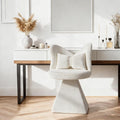 Bedroom Living Room Butterfly Back Chenille Velvet Vanity Stool, Triangular Solid Base 300LBS Heavy-Duty, 360° Swivel Accent Chair for Dressing Table & Dining Space, White
