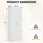 Kitchen Pantry Cabinet, 72" Tall White Metal Storage Cabinet, Kitchen Storage with 2 Doors and 5 Adjustable Shelves, Freestanding Cupboard for Living, Dining Room and Bathroom,Assemble Required