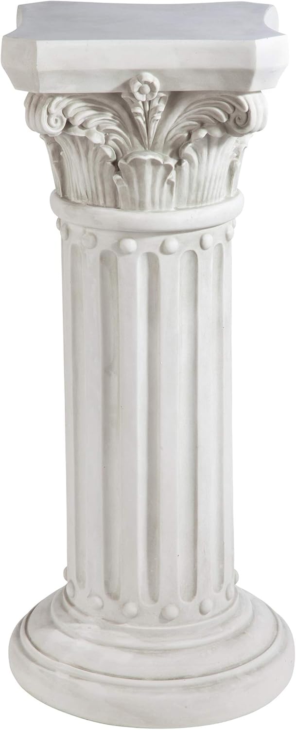Design Toscano Athena Corinthian Furniture Pedestal Column Plant Stand, 16 Inches Wide, 16 Inches Deep, 33 Inches High, Handcast Polyresin, Antique Stone Finish