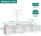 YITAHOME Modern TV Stand with Mount, Media Console with LED Light, White | Entertainment Center with 2 Storage Doors & Built-in Power Outlets for 75/70/65 Inch TVs for Living Room