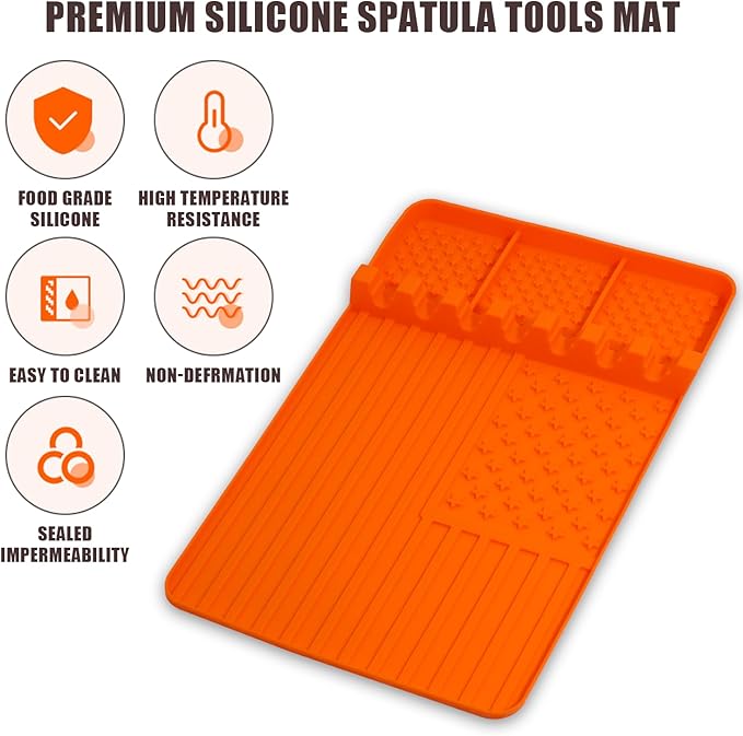 2 PCS Silicone Griddle Tools Mat for Blackstone,Grill BBQ Caddy Utensils Holder for Kitchen,Cooking & Countertop,Large Spatula Mat with Drip Pad,Griddle Accessories for Blackstone (green 2pcs)
