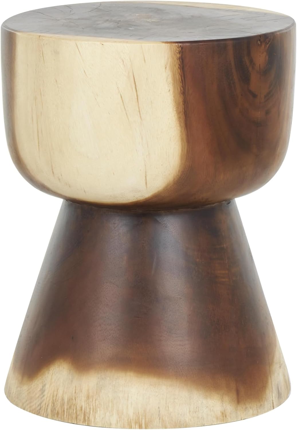 Deco 79 Wood Handmade Side End Accent Table Hourglass End Table with Natural Wood Grain, Side Table 14" x 14" x 18", Brown