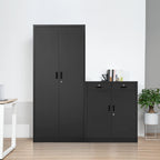 Wanfu Metal Storage Cabinet, 36" H Locking Storage Cabinet with 2 Drawers and Adjustable Shelf, Metal Cabinets for Office, Garage, Home-Black