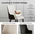 POVISON PU Dining Chairs Set of 2, 38" Faux Leather Upholstered Bar Chairs with Metal Legs, Modern High-Back Side Chairs for Living Room, Pub, Coffee, Home, and Kitchen (Black)