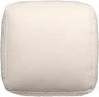HomeRoots 18" Ivory Polyester Cube Outdoor Pouf Ottoman