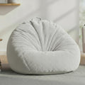 Faux Rabbit Fur Bean Bag Cover Only (No Filler), Stuffed Storage, Grey | Ultra-soft fur,washable,reinforced zipper,non-slip base,handle.Large 36"&28".Living room bedroom.Adult teen.Cover only.