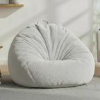 Faux Rabbit Fur Bean Bag Cover Only (No Filler), Stuffed Storage, Grey | Ultra-soft fur,washable,reinforced zipper,non-slip base,handle.Large 36"&28".Living room bedroom.Adult teen.Cover only.