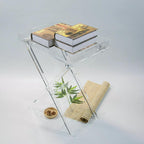Acrylic Side Table Folding Tray Tables Modern End Table Clear Table Folding TV Tray Table for Living Room Kitchen Bedroom Garden