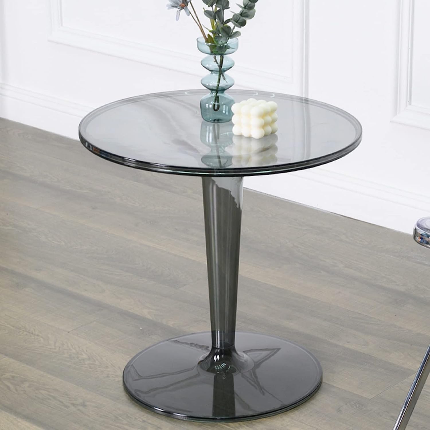 Mesa Auxiliar Round Acrylic Side Table w/Removable Tabletop Contemporary Small Accent End Table Easy to Clean for Home Bedroom Office Sofa