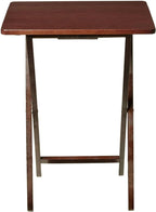 Folding TV Tray Table for Indoor Use, 1-Piece Rubberwood in Walnut or Natural Finish, 19" x 14.5" x 26" Snack Bed Desk,Space-Saving 1-Piece Snack Table, Bedside or Laptop Stand(Walnut)
