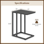 HAPPYGRILL C-Shaped Side Table with Metal Frame, Adjustable Foot Pads, Small Industrial End Table for Couch Sofa, Living Room Bedroom Office(1)