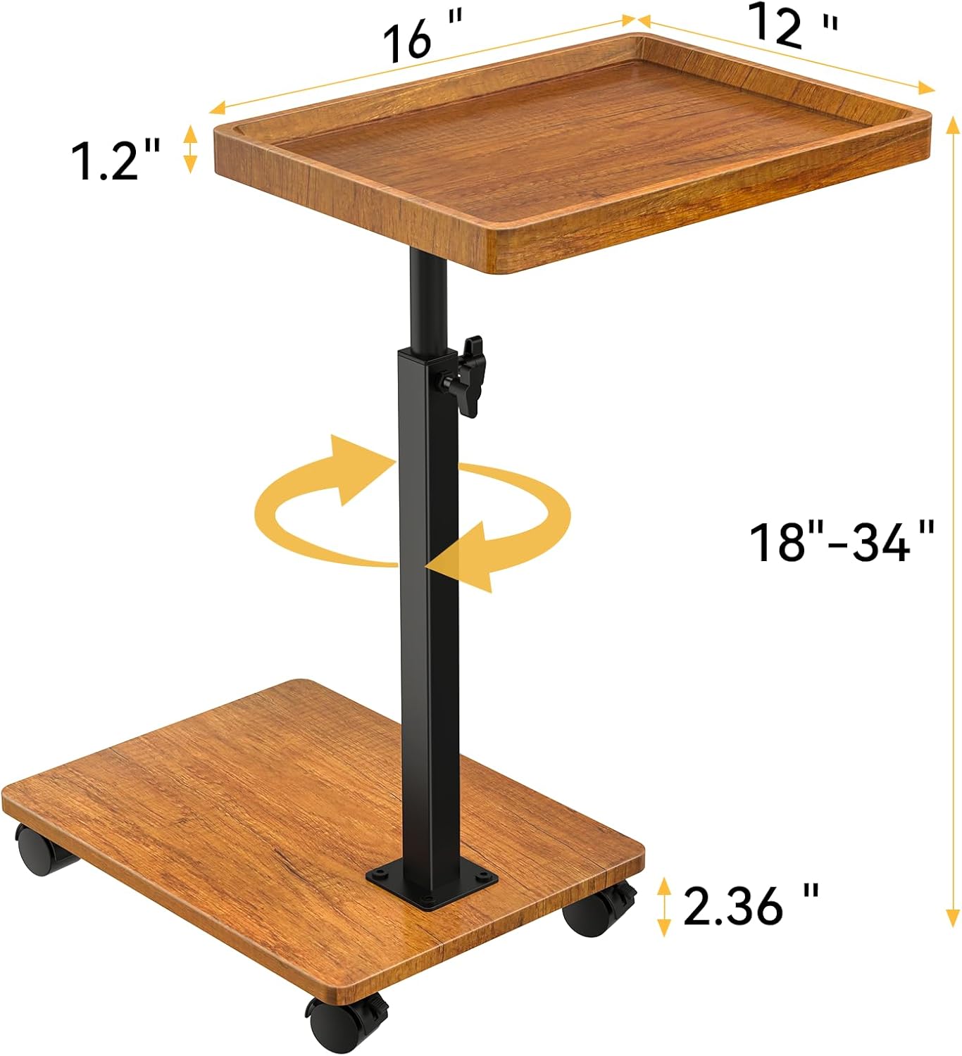 XNSDXV C Table End Table Adjustable Height, 360°Swivel TV Tray Table for Small Spaces, Couch Tables That Slide Under, C Shaped Side Tables Living Room and Bedroom for Sofa, Bed,Chair, Snack