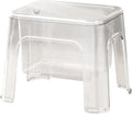 Step Stool Footstool Storage Ottoman Shoe Changing Stool for Laundry Household Bedroom, Clear
