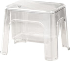 Step Stool Footstool Storage Ottoman Shoe Changing Stool for Laundry Household Bedroom, Clear