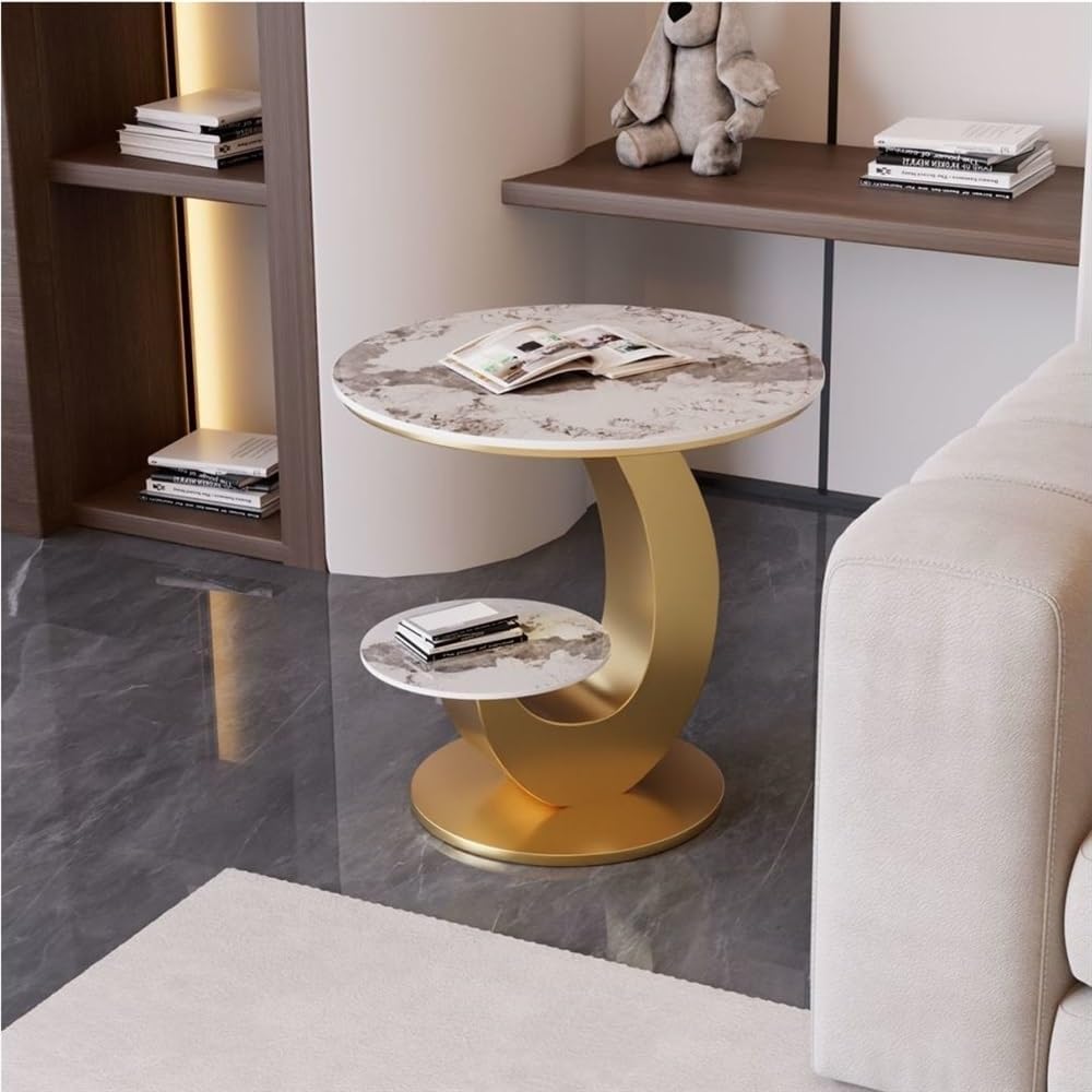 Side Tables Living Room, Corner Table, Bed Side Table, Accent Tables Living Room, Bedroom Side Table, Bedroom Couch for Small Rooms End Table(Gold,50cm-19.7in)
