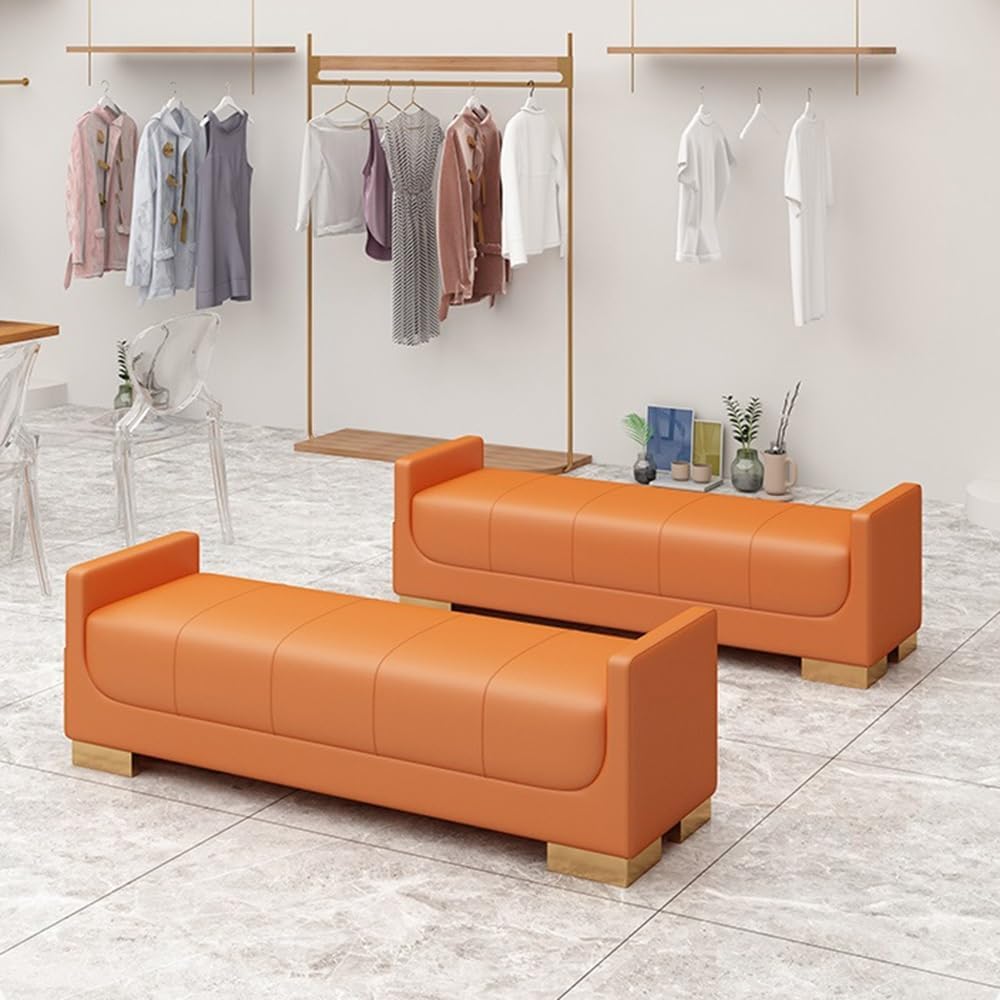 Modern Bed End Stool Bedroom Small Apartment Simple Nordic Fabric Living Room Armrest Sofa Shoe Bench Entryway(Blue)