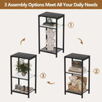 Heybly Small Side Table Set of 2, Tall End Table with Adjustable Shelf, Telephone Table, Nightstand, Accent Table Stand, Small Entryway Table, Bedroom,Living Room, Office,Bathroom, Black, HET003BK2