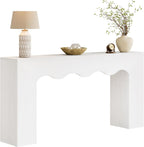 Tribesigns 63" Farmhouse Console Table with Wavy Edge | Wooden Couch Table Behind Sofa with Storage; Long Entryway Sofa Station; Narrow Hallway Stand for Entryway, Living Room