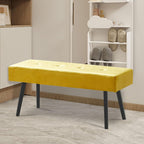 Upholstered Bench for Bedroom End of Bed, 40-inch Entryway Bench for Living Room, Dining Bench with Padded Seat and Metal Legs for Kitchen Bedroom,Indoor and Hallway (Yellow Velvet Bench)