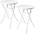 Folding Round Table, 32in Cocktail Table, High Top Table with Removable Legs, Foldable Bar Tables, Pub Tables for Weddings, Parties,Patio, Business Events (White, 32" Round - Set of 2)