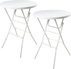 Folding Round Table, 32in Cocktail Table, High Top Table with Removable Legs, Foldable Bar Tables, Pub Tables for Weddings, Parties,Patio, Business Events (White, 32" Round - Set of 2)