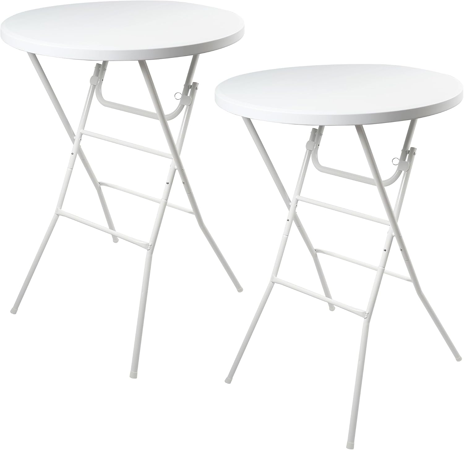 Folding Round Table, 32in Cocktail Table, High Top Table with Removable Legs, Foldable Bar Tables, Pub Tables for Weddings, Parties,Patio, Business Events (White, 32" Round - Set of 2)