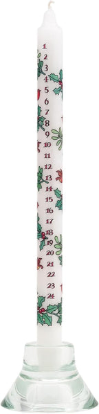 Alison Gardiner Holly and The Ivy Dinner Candle - Festive Illustrator Wax Advent Candle 15.5" Tall - Unscented Christmas Countdown Candle with 12 Hour Burn Time - Made in England