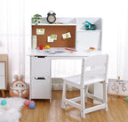 White Study Desk and Chair Set with Storage | Kids' Learning Table for Boys and Girls, Ages 3-8