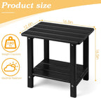 Apolimi Adirondack Outdoor Side Table, 2-Tier Sturdy Patio End Table Weather Resistant, 16.5" Solid Side Table for Patio, Pool, Porch