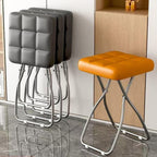 18 Inch Folding Stool, Portable Cushioned Padded Indoor Counter Bar Stools, Metal Frame, 330lbs Capacity for Makeup Room, Living Room(Green)