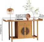 Personal Shrine Meditation Table with Storage Cabinet and Drawer | Pedestal Offering Stand Prayer Table, Sturdy Structure, For Living Room, Office(Brown,100cm/39.3in)