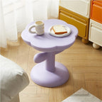 Flower-Shaped Small Tea Table Simple Accent End Table Cute Coffee Table with Stable Base Plastic Sofa Side Table for Living Room Space Saver(Purple)