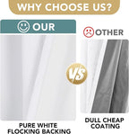 H.VERSAILTEX 100% Blackout Curtains for Bedroom Thermal Insulated Linen Textured Curtains Heat and Full Light Blocking Drapes Living Room Curtains 2 Panel Sets, 52x63 - Inch, Pure White