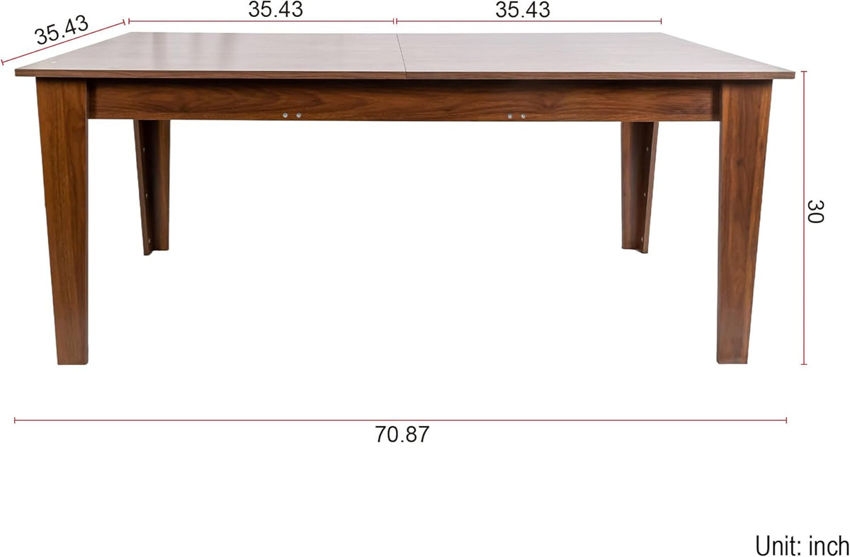 71"-106" Transformer Extendable Dining Table for 4-12 People, Space-Saving Extra Long Transformer Table with Extension Leaves Holder, Walnut