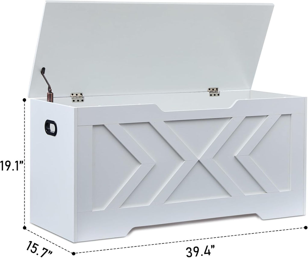 39.3" Storage Bench with 2 Safety Hinges,entryway Bench,Blanket Storage,Shoe Storage Bench for Entryway,Bedroom,Living Room