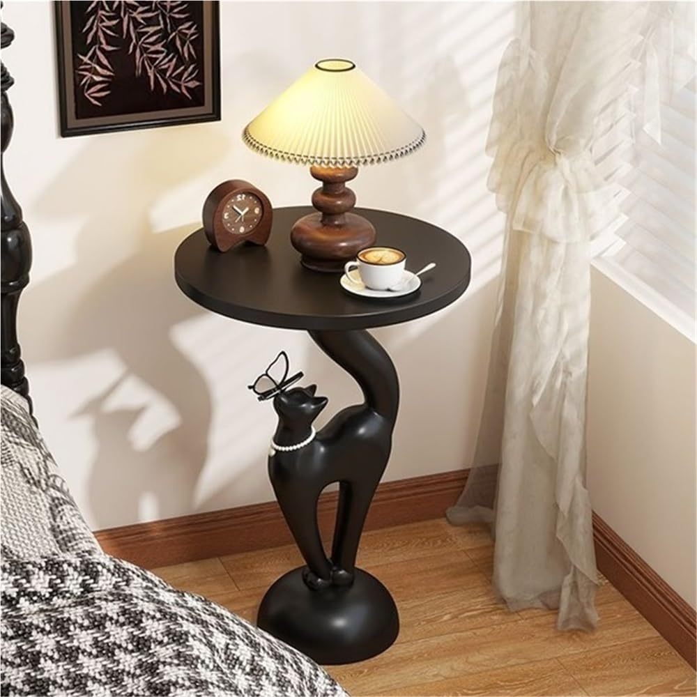Round Resin Side Table, Cute Animal Accent Table, Small End Table Decorative Sculpture Furniture for Living Room or Bedroom(Red)