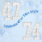 imprsv Marquee Numbers Large 47th-Birthday Decorations: 4ft Light Up Number Party Decor 47 Year Old 74th Birthday Decoration Backdrop 74 Anniversary Cardboard Big Mosaic Balloon Frame Number 47