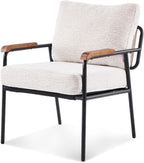 VINGLI Mid-Century Modern Accent Armchiar for Small Space, Small Comfy Upholstered Leisure Reading Chair with Wood Armrest for Bedroom, Living Room, Waiting Room, Linen Beige
